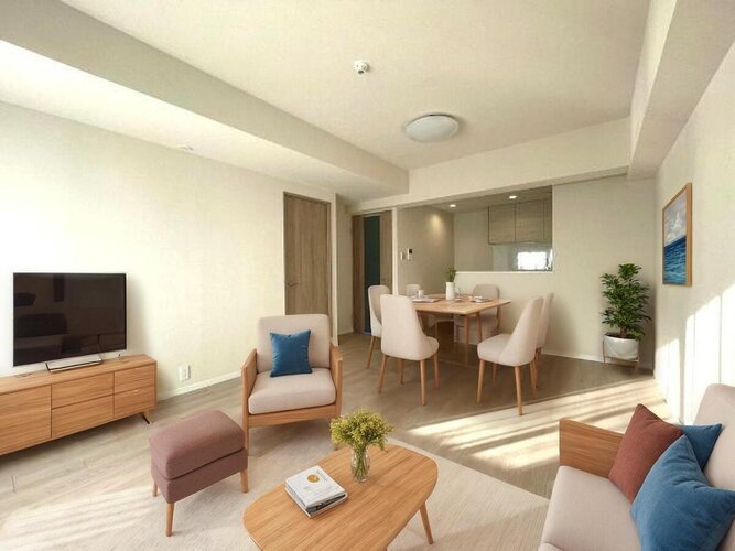 爽やかな風がそよぐ光に溢れた空間。清々しい気持ちになるお部屋です。※家具はCGです。