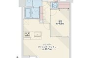 1LDK、専有面積43.12㎡、バルコニー面積7.42㎡、、ペット飼育相談、室内リノベーション実施