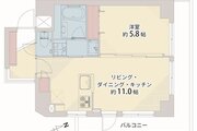 1LDK、専有面積40.73平米、バルコニー9.99平米 1LDK、専有面積40.73平米、バルコニー9.99平米
