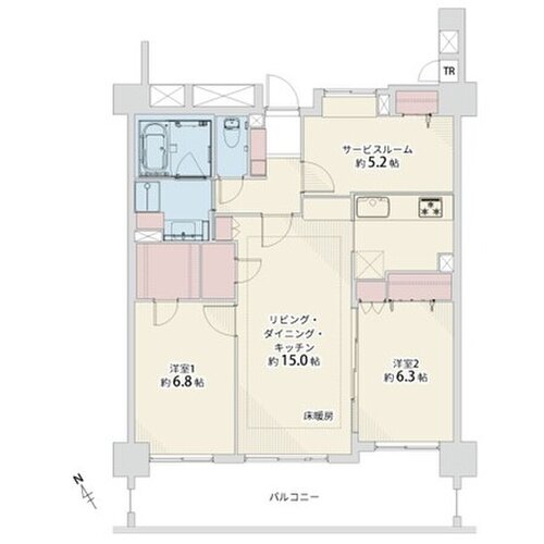 2LDK+S(納戸)+2WIC+TR、専有面積75.42㎡、バルコニー面積15.0㎡、室内リノベーション 2LDK+S(納戸)+2WIC+TR、専有面積75.42㎡、バルコニー面積15.0㎡、室内リノベーション