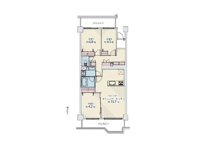 3LDK、専有面積76.80㎡、バルコニー面積16.64㎡、ペット飼育相談、室内リノベーション実施 3LDK、専有面積76.80㎡、バルコニー面積16.64㎡、ペット飼育相談、室内リノベーション実施