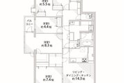 5LDK＋ファミリークローク＋W、専有面積：107.40㎡、バルコニー面積：12.31㎡、アルコープ面積：1.66㎡