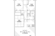 3LDK、専有面積72.82㎡、バルコニー面積14.8㎡、室内リノベーション実施