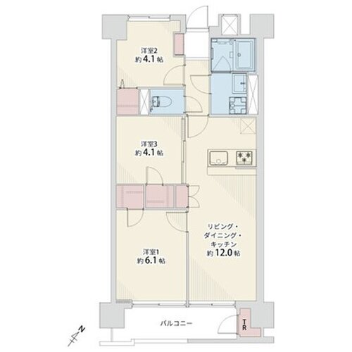 2LDK、専有面積60.51㎡、バルコニー面積6.13㎡、室内リノベーション 2LDK、専有面積60.51㎡、バルコニー面積6.13㎡、室内リノベーション