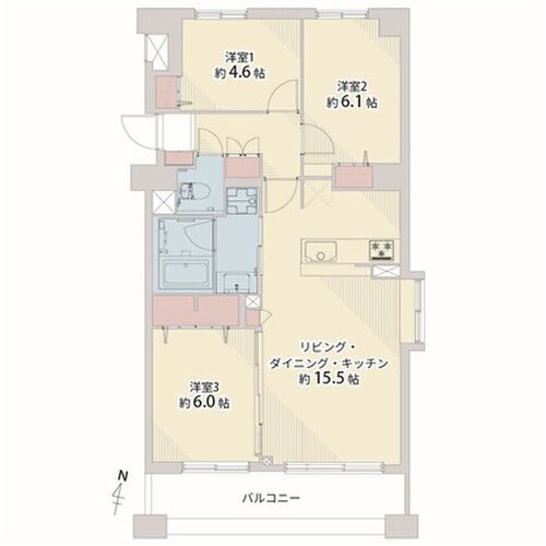 3LDK、専有面積70.21㎡、バルコニー面積9.45㎡、室内リノベーション実施 3LDK、専有面積70.21㎡、バルコニー面積9.45㎡、室内リノベーション実施