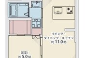 2LDK+W、専有面積44.25平米、バルコニー7.95平米