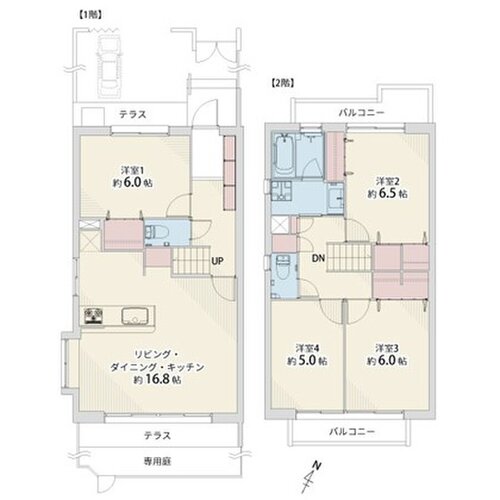 メゾネットタイプの4LDK+専用庭(約24.6㎡)、専有面積97.12㎡、室内リノベーション実施 メゾネットタイプの4LDK+専用庭(約24.6㎡)、専有面積97.12㎡、室内リノベーション実施