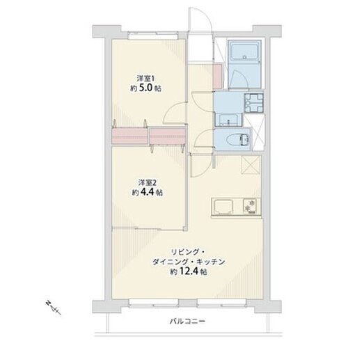 2LDK、専有面積46.46平米、バルコニー5.78(弊社が内法にて採寸計算した面積) 2LDK、専有面積46.46平米、バルコニー5.78(弊社が内法にて採寸計算した面積)