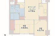 2DK、専有面積51.04㎡、バルコニー面積4.72㎡