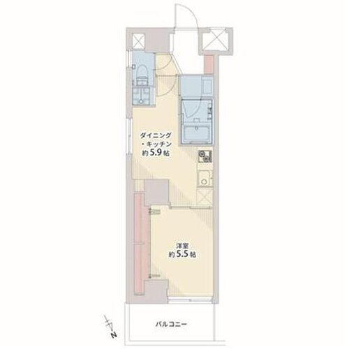 1DK、専有面積32.50㎡、バルコニー4.97㎡ 1DK、専有面積32.50㎡、バルコニー4.97㎡
