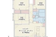 専有面積72.27㎡、バルコニー12.87㎡、玄関ポーチ7.66㎡ 専有面積72.27㎡、バルコニー12.87㎡、玄関ポーチ7.66㎡