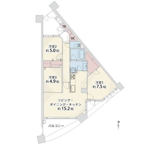 3LDK+WIC+SIC+TR、専有面積75.1㎡、バルコニー面積10.14㎡、室内リノベーション 3LDK+WIC+SIC+TR、専有面積75.1㎡、バルコニー面積10.14㎡、室内リノベーション
