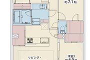 3LDK+2W、専有面積75.75平米、バルコニー13.50平米、ポーチ2.52平米