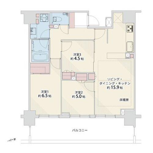 3LDK+WIC、専有面積72.22㎡、バルコニー面積17.40㎡、室内リノベーション実施 3LDK+WIC、専有面積72.22㎡、バルコニー面積17.40㎡、室内リノベーション実施