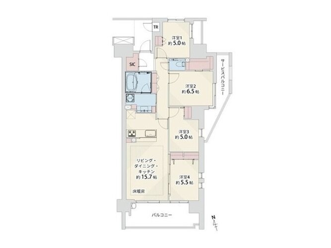 4LDK+W+SIC+TR、専有面積87.16㎡、バルコニー面積12.27㎡、室内リノベーション実施 4LDK+W+SIC+TR、専有面積87.16㎡、バルコニー面積12.27㎡、室内リノベーション実施