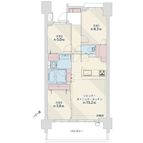 3LDK+WIC、専有面積70.01㎡、バルコニー面積12.60㎡、窓台面積1.01㎡、室内リノベーション 3LDK+WIC、専有面積70.01㎡、バルコニー面積12.60㎡、窓台面積1.01㎡、室内リノベーション