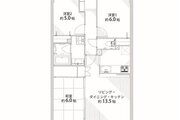 3LDK、専有面積：66.04㎡、バルコニー面積：12.80㎡、ポーチ面積：10.30㎡