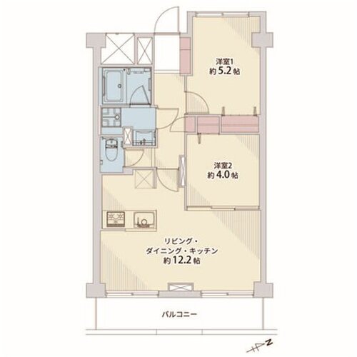 2LDK、専有面積50.43㎡、バルコニー面積6.72㎡、室内リノベーション 2LDK、専有面積50.43㎡、バルコニー面積6.72㎡、室内リノベーション
