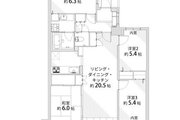 4LDK、専有面積88.28㎡、バルコニー面積：13.37㎡、専用ポーチ面積：5.07㎡