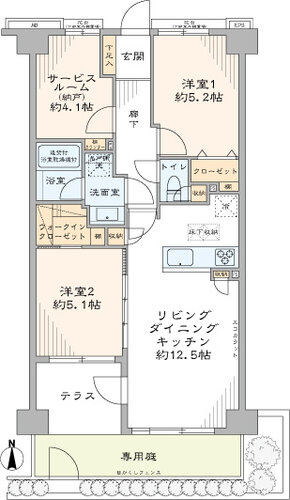 戸建て感覚の専有庭付き♪ウォークインクローゼット付きで収納豊富な南向きのお部屋です。 戸建て感覚の専有庭付き♪ウォークインクローゼット付きで収納豊富な南向きのお部屋です。