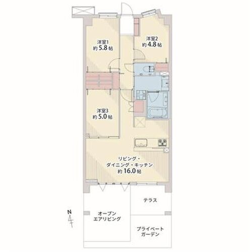 3LDK、専有面積71.6㎡、バルコニー面積11.52㎡、専用庭面積6.86㎡、テラス面積5.22㎡、室内リノベーション実施 3LDK、専有面積71.6㎡、バルコニー面積11.52㎡、専用庭面積6.86㎡、テラス面積5.22㎡、室内リノベーション実施