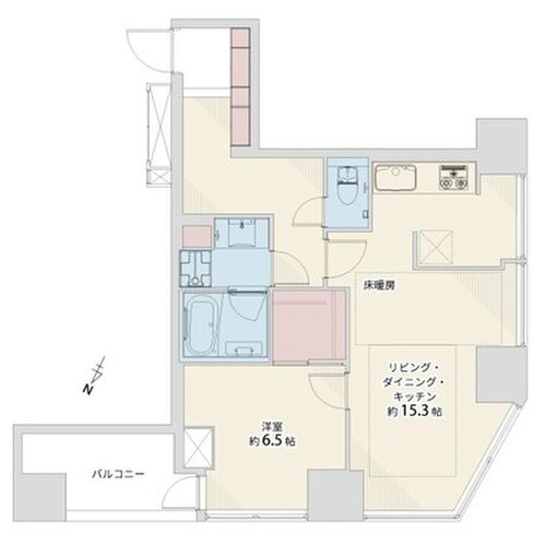 1LDK+W、専有面積55.00平米、バルコニー6.20平米 1LDK+W、専有面積55.00平米、バルコニー6.20平米