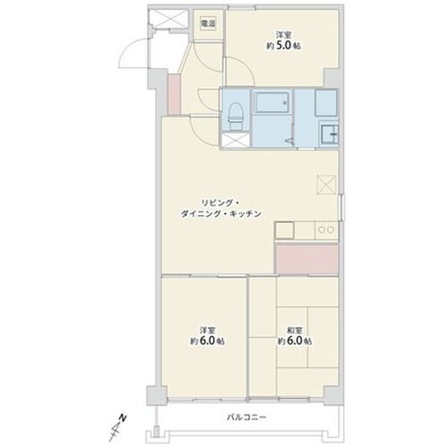 3LDK、専有面積61.24平米、バルコニー6.48平米 3LDK、専有面積61.24平米、バルコニー6.48平米