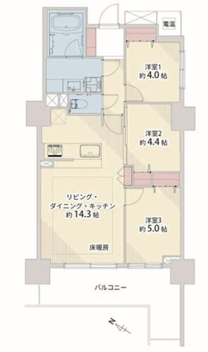3LDK、専有面積62.06㎡、バルコニー面積12.02㎡、室内リノベーション 3LDK、専有面積62.06㎡、バルコニー面積12.02㎡、室内リノベーション