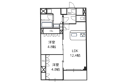 専有面積54㎡、2LDKの間取りです。