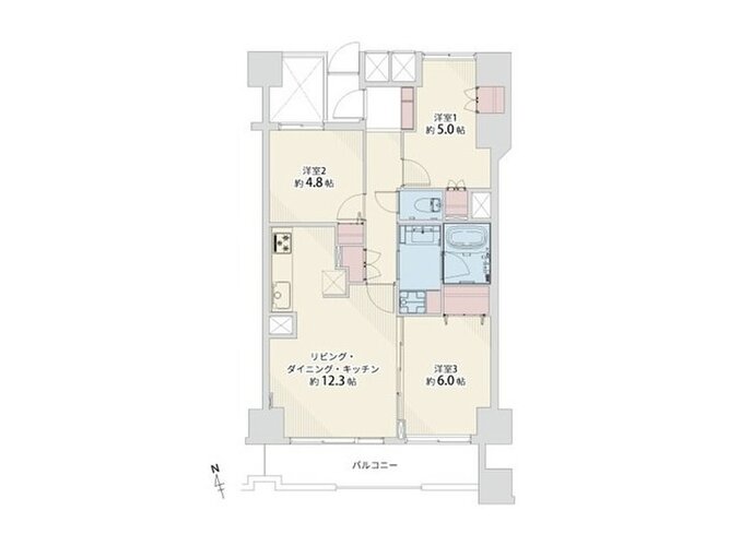 3LDK、専有面積66.74㎡、バルコニー面積7.79㎡、ポーチ面積2.00㎡、室内リノベーション実施 3LDK、専有面積66.74㎡、バルコニー面積7.79㎡、ポーチ面積2.00㎡、室内リノベーション実施