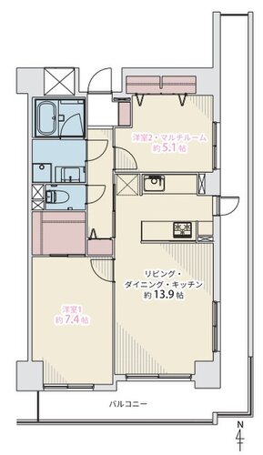 2SLDK+WIC、専有面積63.28㎡、バルコニー面積20.87㎡、室内リノベーション 2SLDK+WIC、専有面積63.28㎡、バルコニー面積20.87㎡、室内リノベーション