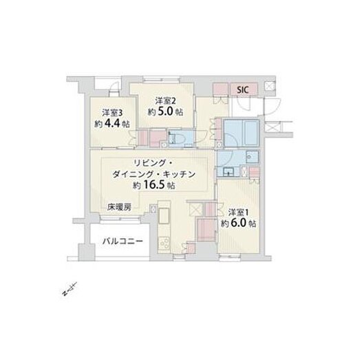 3LDK+2W+SIC、専有面積74.39㎡(パーソナルデリバリーボックススペース面積0.48㎡を含みます。)、バルコニー面積6.72㎡、室外機置場面積1.50㎡ 3LDK+2W+SIC、専有面積74.39㎡(パーソナルデリバリーボックススペース面積0.48㎡を含みます。)、バルコニー面積6.72㎡、室外機置場面積1.50㎡