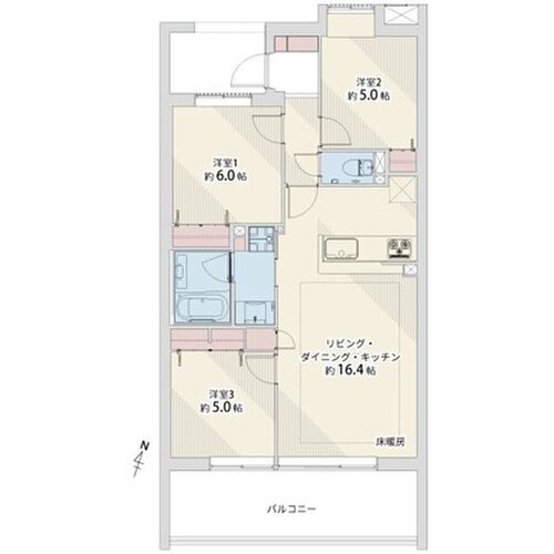 3LDK、専有面積68.59平米、バルコニー13.10平米、ポーチ4.77平米 3LDK、専有面積68.59平米、バルコニー13.10平米、ポーチ4.77平米