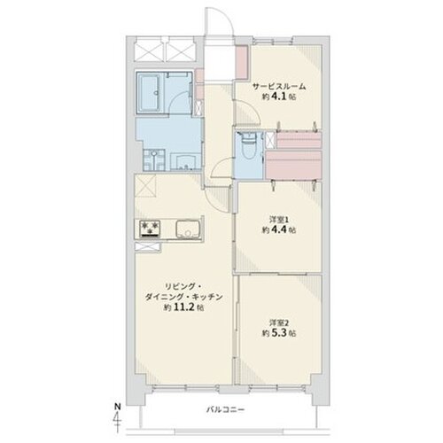 2LDK+S(納戸)、専有面積56.74㎡、バルコニー面積5.88㎡、室内リノベーション 2LDK+S(納戸)、専有面積56.74㎡、バルコニー面積5.88㎡、室内リノベーション