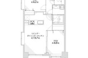 2LDK、専有面積55.76㎡、バルコニー面積8.58㎡、室内リノベーション実施