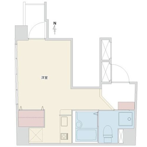 ワンルーム、専有面積22.58㎡、室外機置場面積1.96㎡ ワンルーム、専有面積22.58㎡、室外機置場面積1.96㎡