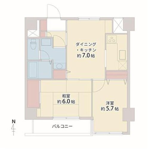 2DK、専有面積51.04㎡、バルコニー面積4.72㎡ 2DK、専有面積51.04㎡、バルコニー面積4.72㎡