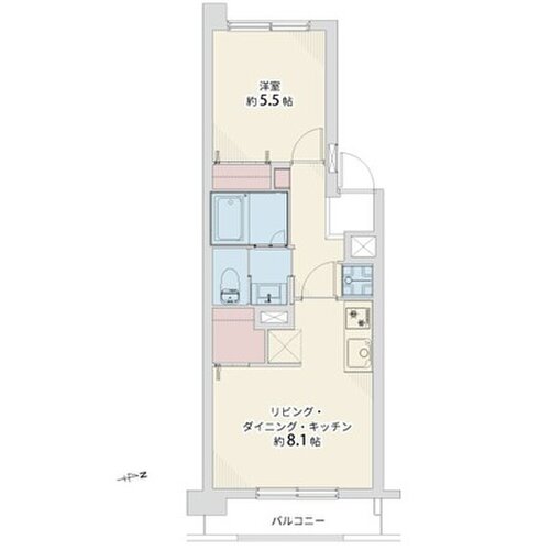 1LDK+W、専有面積33.40平米、バルコニー3.33平米 1LDK+W、専有面積33.40平米、バルコニー3.33平米