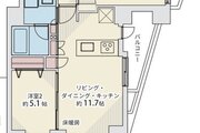 2LDK、専有面積50.99平米、バルコニー15.47平米※間取り作成中