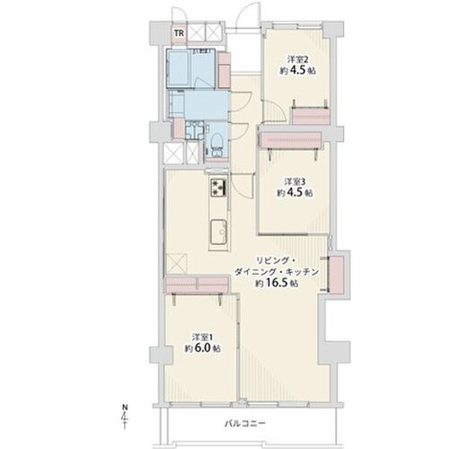 3LDK+TR、専有面積70.15㎡、バルコニー面積6.93㎡、室内リノベーション 3LDK+TR、専有面積70.15㎡、バルコニー面積6.93㎡、室内リノベーション