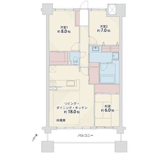 3LDK+WIC、専有面積89.95㎡、バルコニー面積15.10㎡、室内リノベーション実施 3LDK+WIC、専有面積89.95㎡、バルコニー面積15.10㎡、室内リノベーション実施