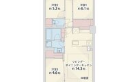 3+LDK+W+ファミリークローゼット、専有面積69.00㎡、バルコニー12.00㎡