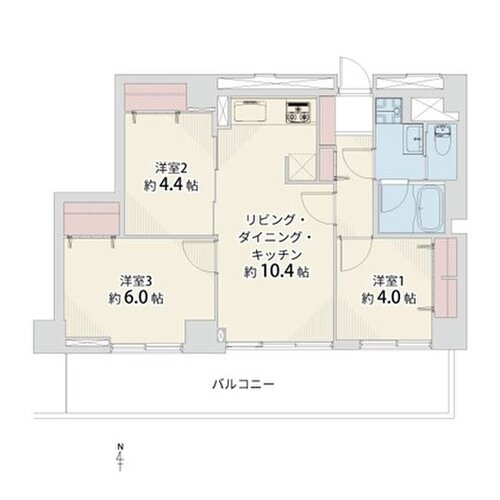 3LDK、専有面積60.16㎡、バルコニー面積11.55㎡、室内リノベーション実施 3LDK、専有面積60.16㎡、バルコニー面積11.55㎡、室内リノベーション実施