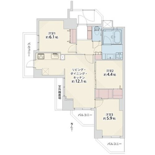 3LDK+W+ポーチ、専有面積64.63㎡、バルコニー面積9.57㎡、専用ポーチ面積4.06㎡、室内リノベーション実施 3LDK+W+ポーチ、専有面積64.63㎡、バルコニー面積9.57㎡、専用ポーチ面積4.06㎡、室内リノベーション実施