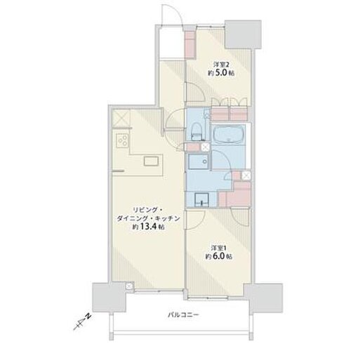 2LDK+WIC、専有面積55.82㎡、バルコニー9.70㎡ 2LDK+WIC、専有面積55.82㎡、バルコニー9.70㎡
