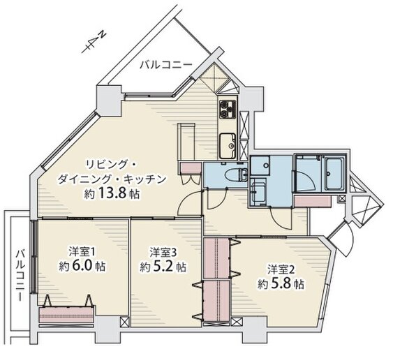 3LDK、専有面積68.48㎡、バルコニー面積5.53㎡、室内リノベーション 3LDK、専有面積68.48㎡、バルコニー面積5.53㎡、室内リノベーション