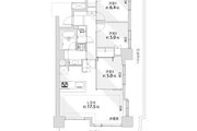 3LDK＋WIC、専有面積：76.45㎡、バルコニー面積：31.58㎡、アルコープ面積：3.73㎡