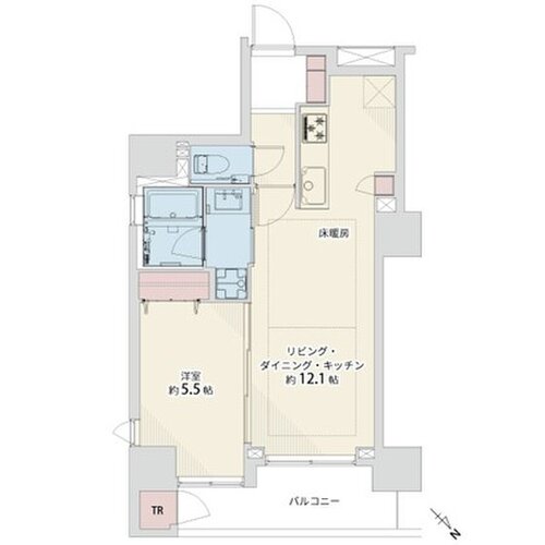 1LDK+TR、専有面積41.17平米、バルコニー6.02平米、トランクルーム0.85平米 1LDK+TR、専有面積41.17平米、バルコニー6.02平米、トランクルーム0.85平米