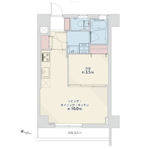 1LDK、専有面積33.81㎡、バルコニー面積3.93㎡、室内リノベーション実施 1LDK、専有面積33.81㎡、バルコニー面積3.93㎡、室内リノベーション実施