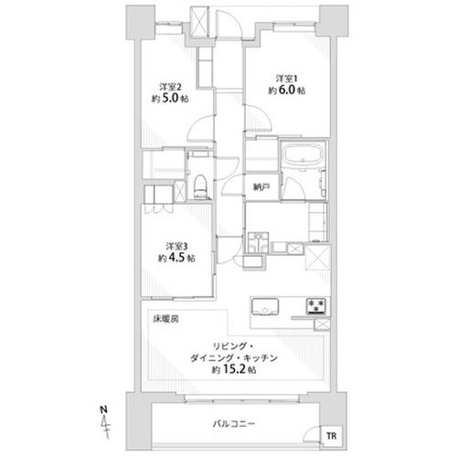 3SLDK+WIC+TR、専有面積70.37㎡、バルコニー面積8.41㎡、アルコーブ面積3.55㎡、トランクルーム0.61㎡、室内リノベーション実施 3SLDK+WIC+TR、専有面積70.37㎡、バルコニー面積8.41㎡、アルコーブ面積3.55㎡、トランクルーム0.61㎡、室内リノベーション実施